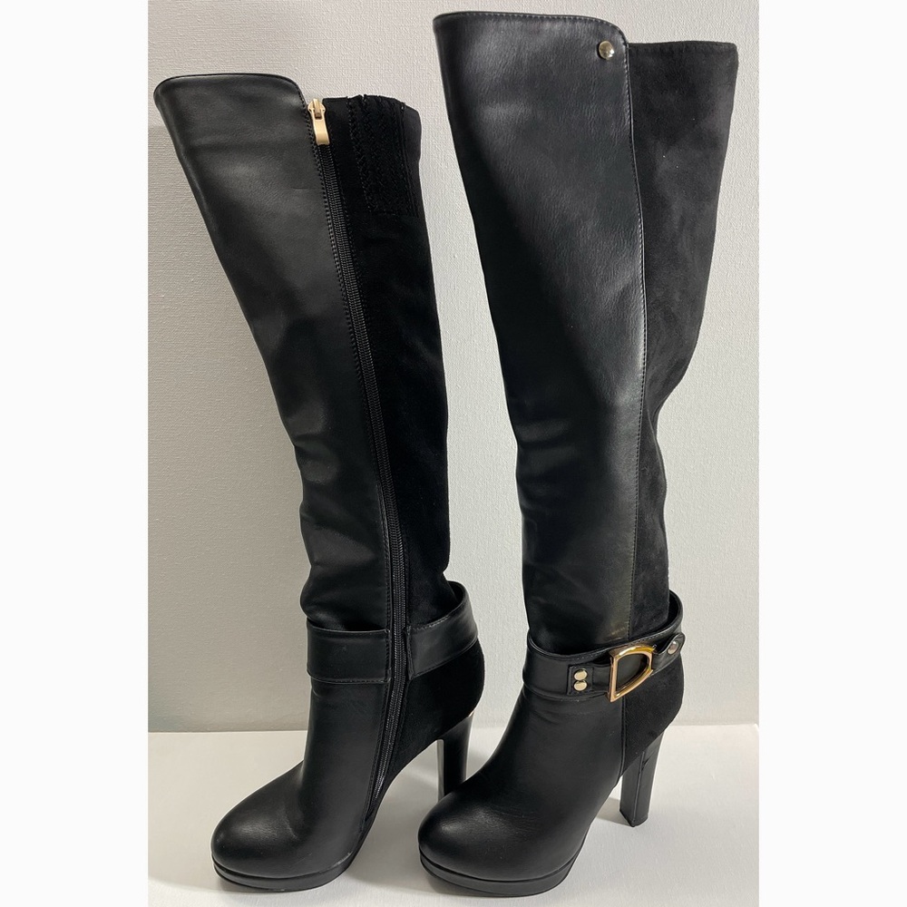 Venus Women’s Faux-Leather knee high platform boots.